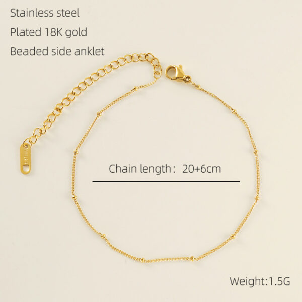 European, American And French Style Stainless Steel Fashion Side Clip Bead Necklace Anklet - Image 6