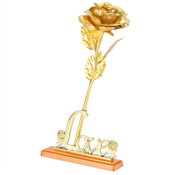 24K Gold Foil Flower Artificial Rose Valentine Day Romantic Gift for Home Table Decor(Golden) - Image 4