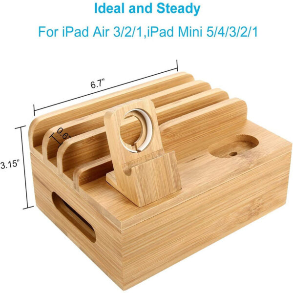 Bamboo Handicraft Mobile Phone Storage Organizer Bracket - Image 5