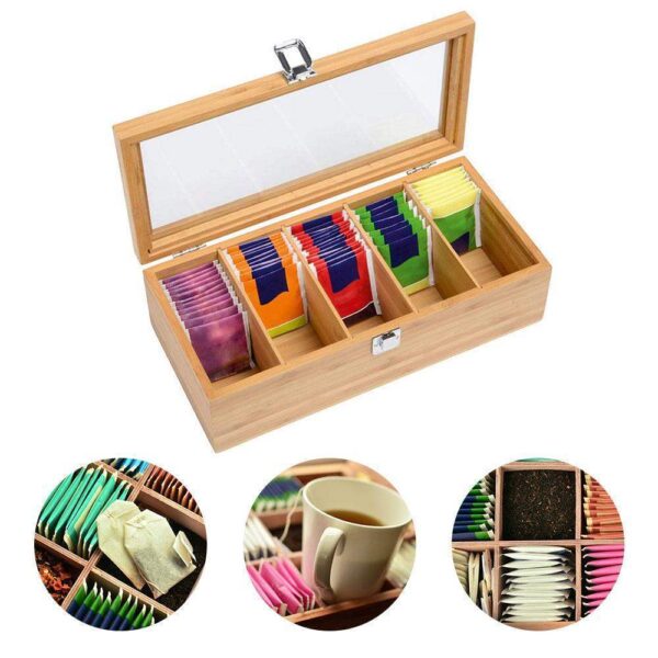 Box Bamboo System Tea Bag Jewelry Organizer Stora - Image 2