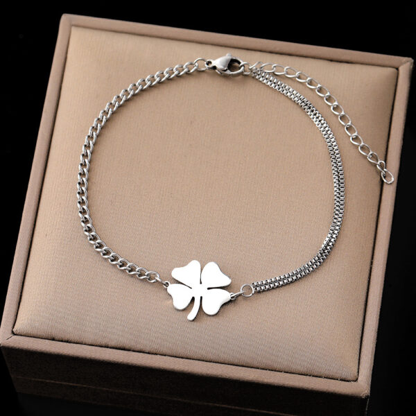 Creative Personality Retro Love Clover Titanium Steel Bracelet - Image 7