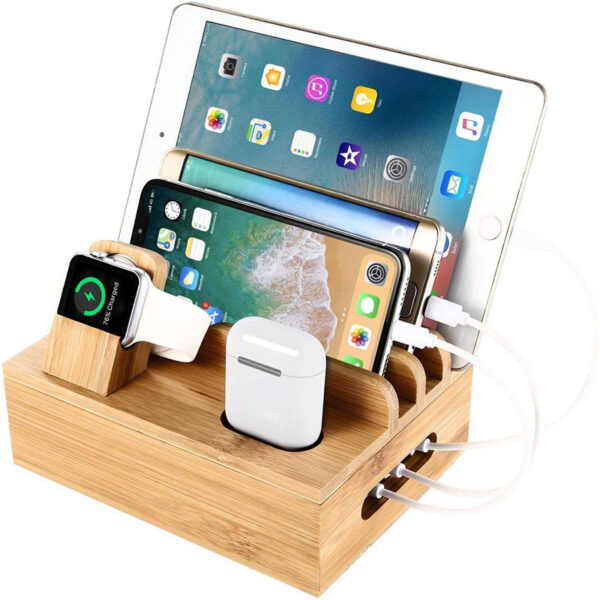 Bamboo Handicraft Mobile Phone Storage Organizer Bracket - Image 6