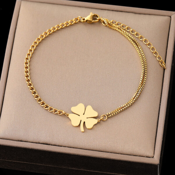 Creative Personality Retro Love Clover Titanium Steel Bracelet - Image 6