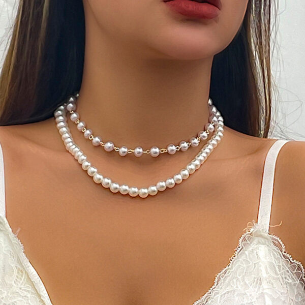 Retro Easy Matching Pearl Twin Clavicle Chain - Image 3