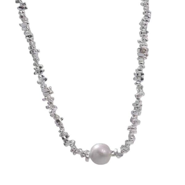 New Silver Short Pearl Necklace Women - Image 5