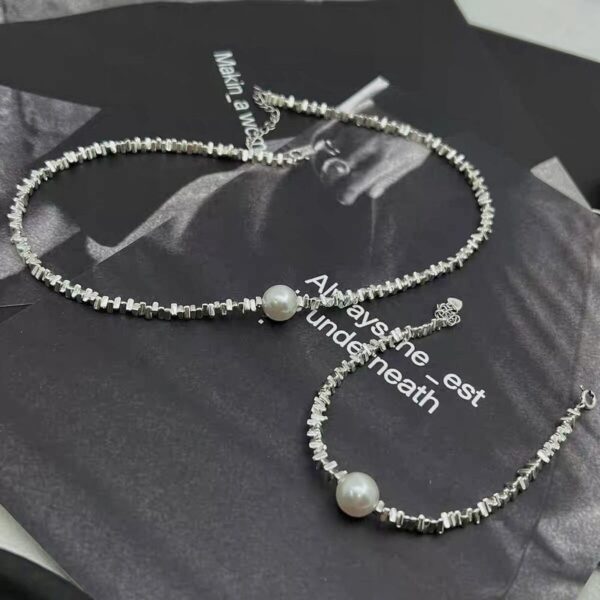 New Silver Short Pearl Necklace Women - Image 4