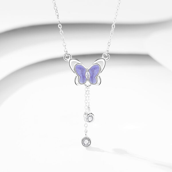 Female 925 Silver Forest Personalized Glass Butterfly Necklace - Image 9