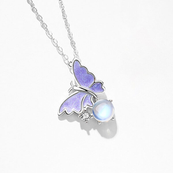 Female 925 Silver Forest Personalized Glass Butterfly Necklace - Image 4