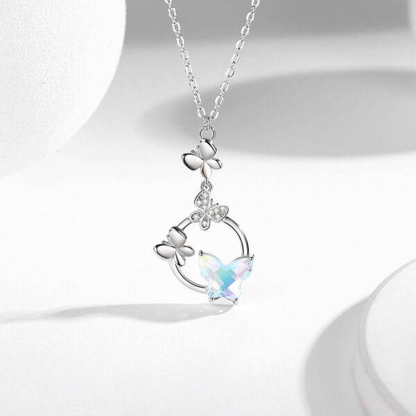 Female 925 Silver Forest Personalized Glass Butterfly Necklace - Image 6