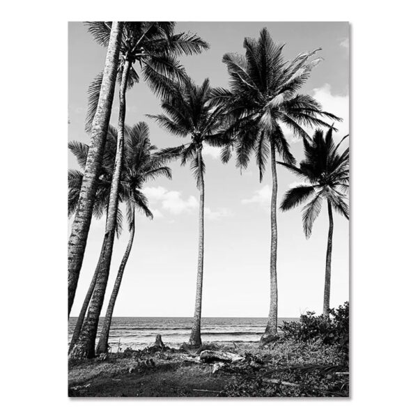 Nordic Modern Black And White Seaside Landscape Holiday Surfing Background Wall Poster Frameless Painting - Image 4