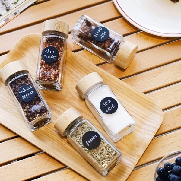 Glass Seasoning Bottle With Bamboo And Wood Lid - Image 3