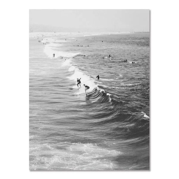 Nordic Modern Black And White Seaside Landscape Holiday Surfing Background Wall Poster Frameless Painting - Image 9