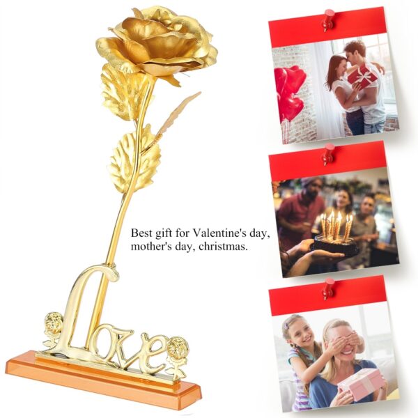 24K Gold Foil Flower Artificial Rose Valentine Day Romantic Gift for Home Table Decor(Golden) - Image 10