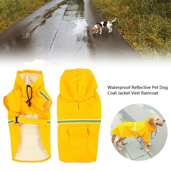 Dog Raincoat,Waterproof Dog Rain Jacket With Safety Reflective Stripe,Hooded Slicker Dachshund Doggy Dog Poncho With Leash For Dogs And Puppies - Image 8