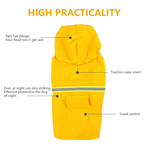 Dog Raincoat,Waterproof Dog Rain Jacket With Safety Reflective Stripe,Hooded Slicker Dachshund Doggy Dog Poncho With Leash For Dogs And Puppies - Image 4