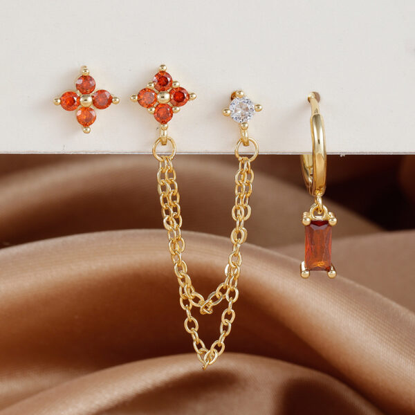 3-piece Set Zircon Birthstone Twelve Constellation Earrings - Image 3