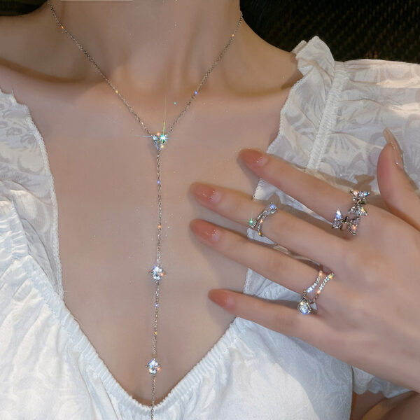 Light Luxury High-grade Zircon Water Drops Circle Necklace - Image 2