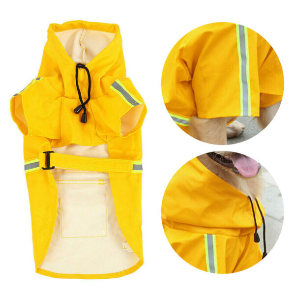 Dog Raincoat,Waterproof Dog Rain Jacket With Safety Reflective Stripe,Hooded Slicker Dachshund Doggy Dog Poncho With Leash For Dogs And Puppies - Image 2